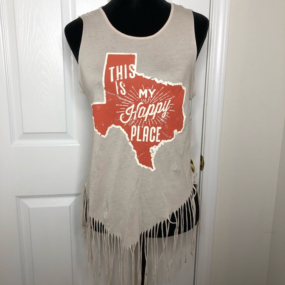 “This Is My Happy Place” Texas Fringe Top